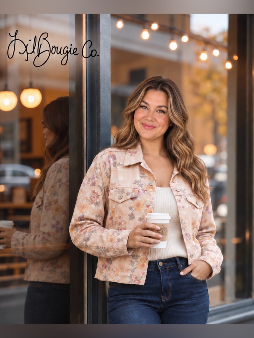 Sanctuary Blush Floral Cropped Jean Jacket - Size Small